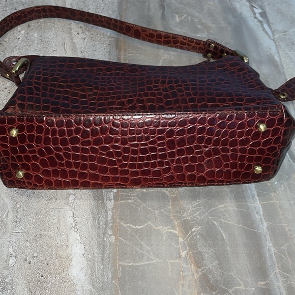 Reddish Brown 🐊 with leather accents shoulder bag - Picture 5 of 7